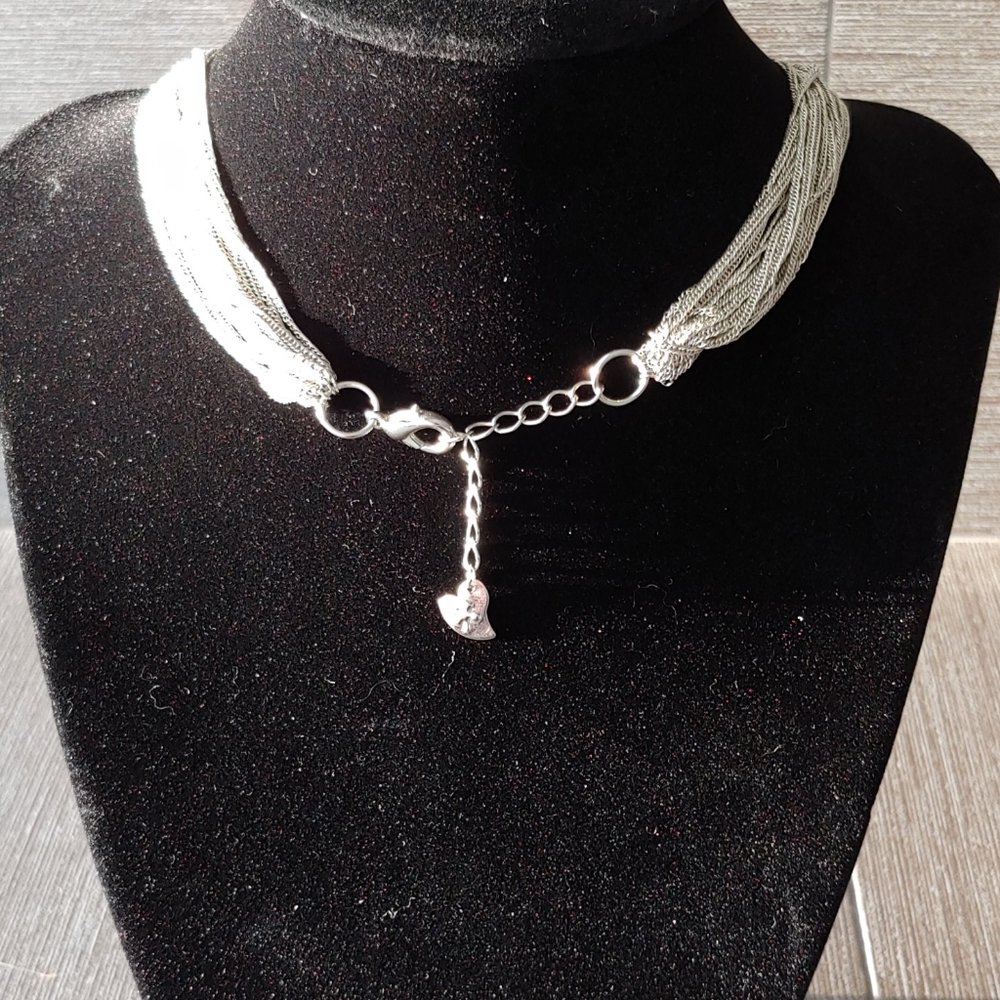 Multi Strand Adjustable Silver Chain Necklace. - image 2